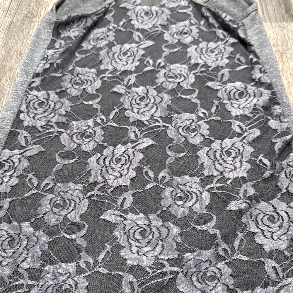 Gray Rose Lace Back Razorback Tank Top - Picture 3 of 7